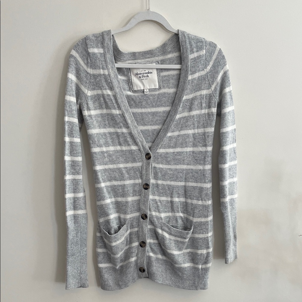 Abercrombie & Fitch Striped Cardigan Rabbit‎ Angora Y2k 2010s Twilight Preppy